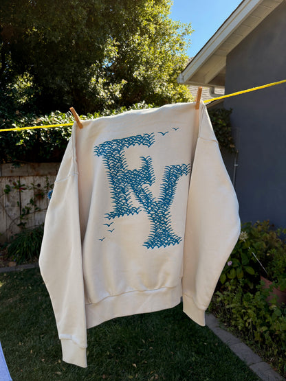 FY BIRD HOODIE CREAM BLUE